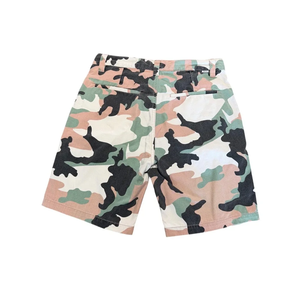 WeSC Rai Mens Camo Shorts Size 29 Pink Green White Camouflage Chino Streetwear